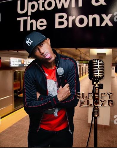 Comedian Sleepy Floyd behind the scenes with vintage microphone in Uptown & The Bronx